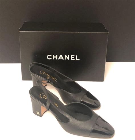 chanel black patent heels|chanel slingbacks shoes.